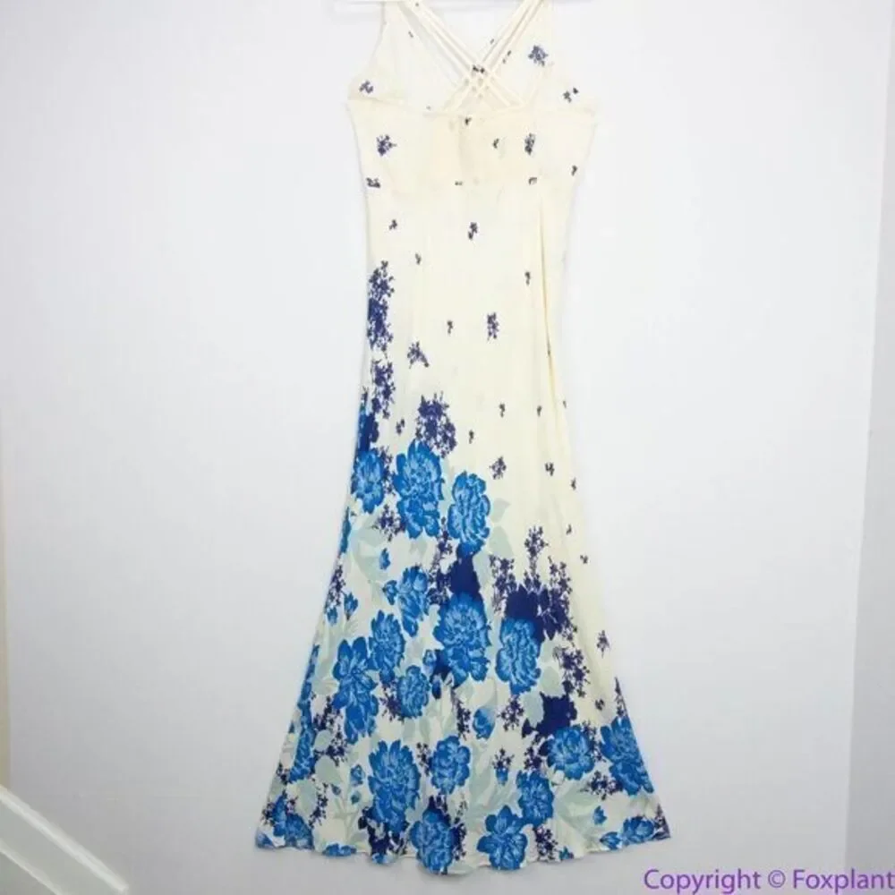 NEW Free People Get To You Printed Maxi Dress Ivory Blue, S‎